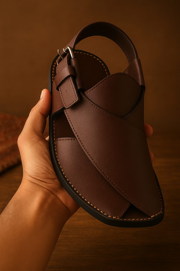 Dark Brown Gogo Charsadda Chappal - Image 2